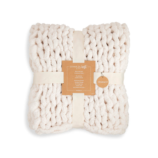 Demdaco Cream Chunky Knit Throw Blanket
