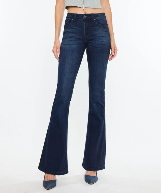 Kancan Dark Mid Rise Flare Jeans KC6102D