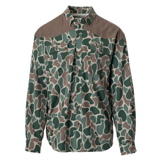 Fieldstone Roost Camo Button Down w/Patch