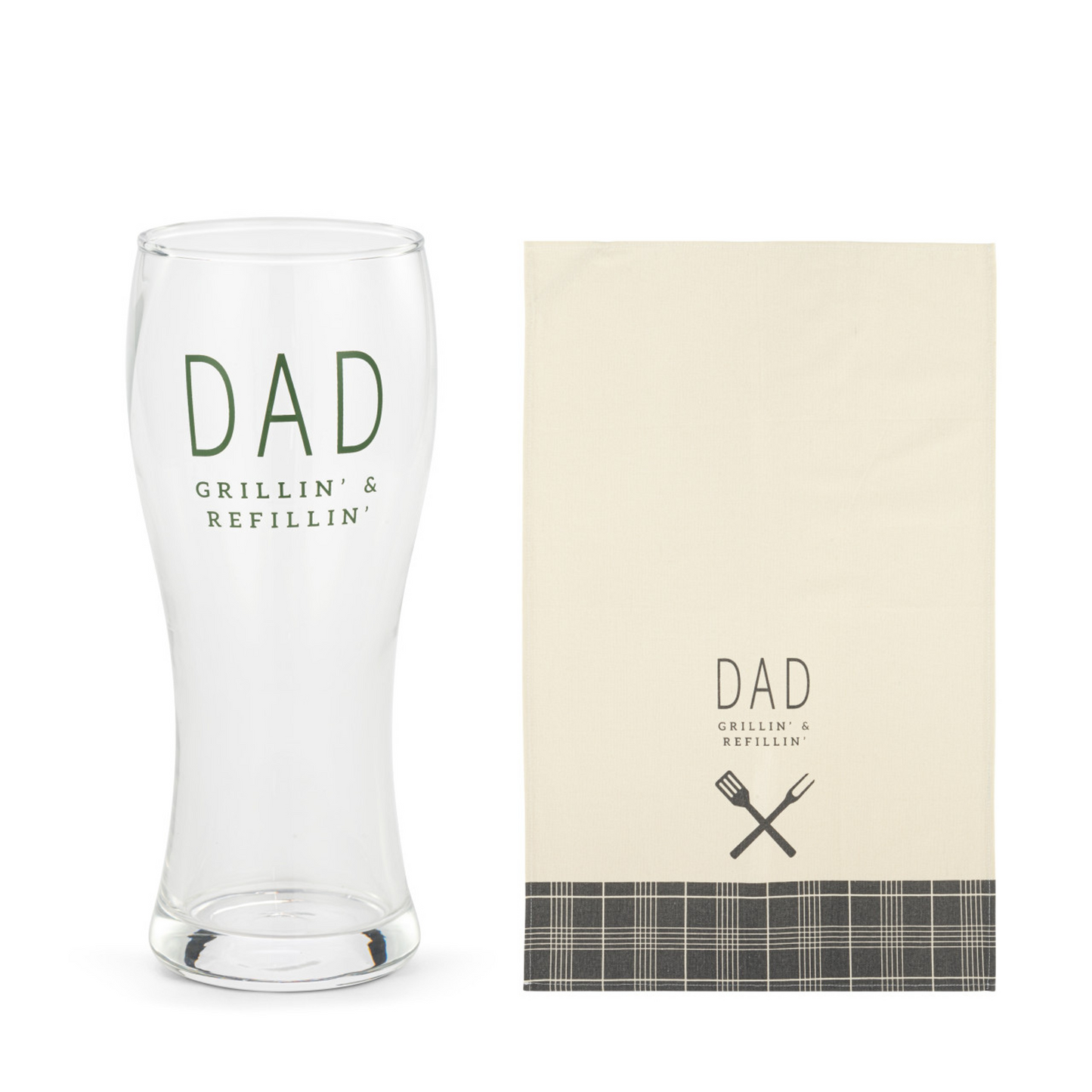 Demdaco Dad Grillin' Pilsner Glass/Towel Set