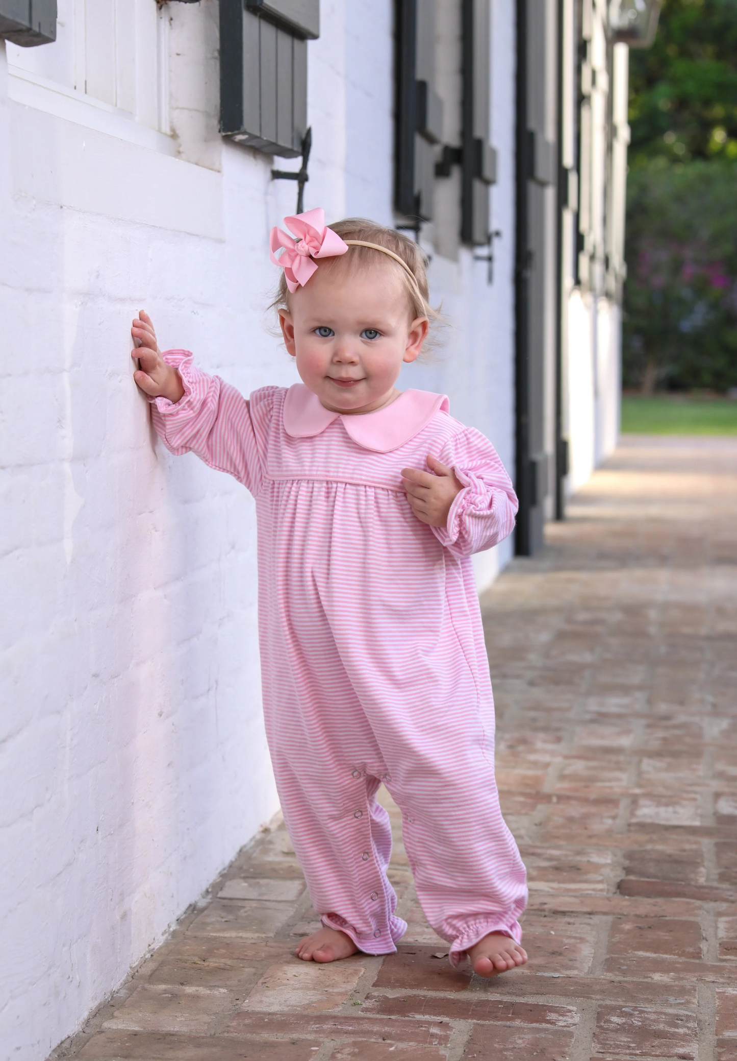 TS Abigail Romper - Light Pink Stripe