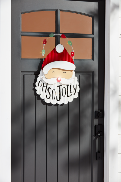 Mudpie Santa Light-Up Door Hanger