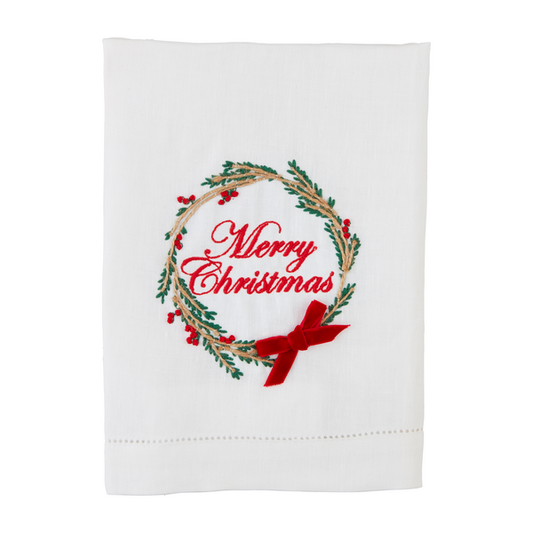 Mudpie Merry Christmas Wreath Handtowel