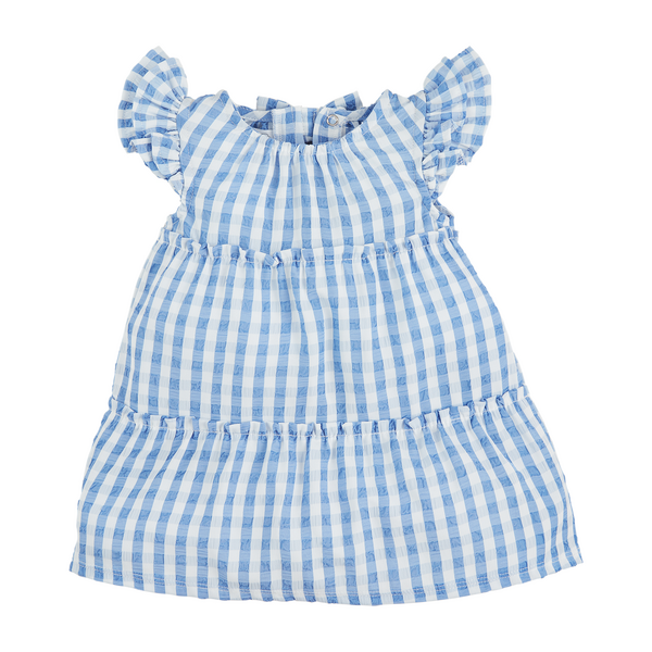 Mudpie Girls' Bardot Blue Gingham Bow Dress