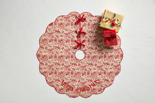 Mudpie Toile Scalloped Tree Skirt