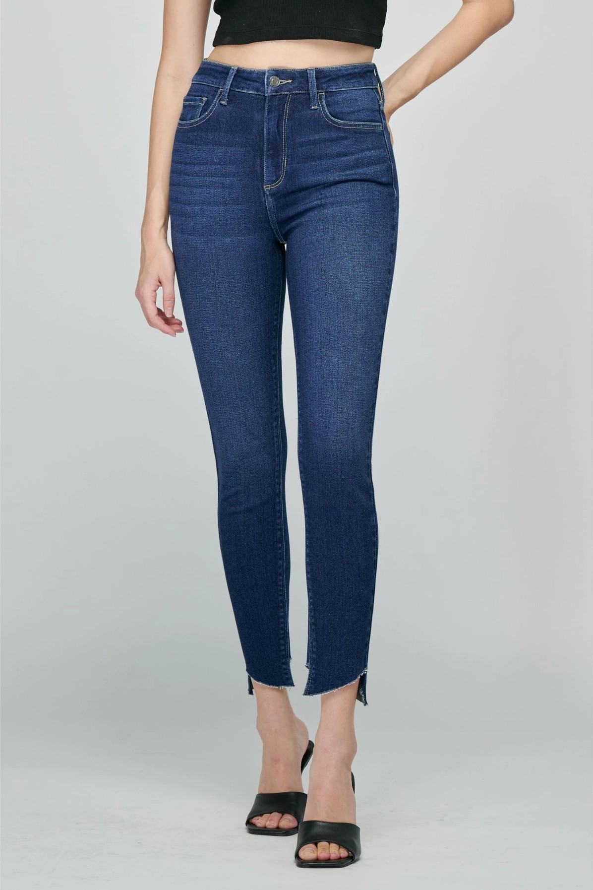 Cello High Rise Crop Skinny Jean with Dolphin Hem