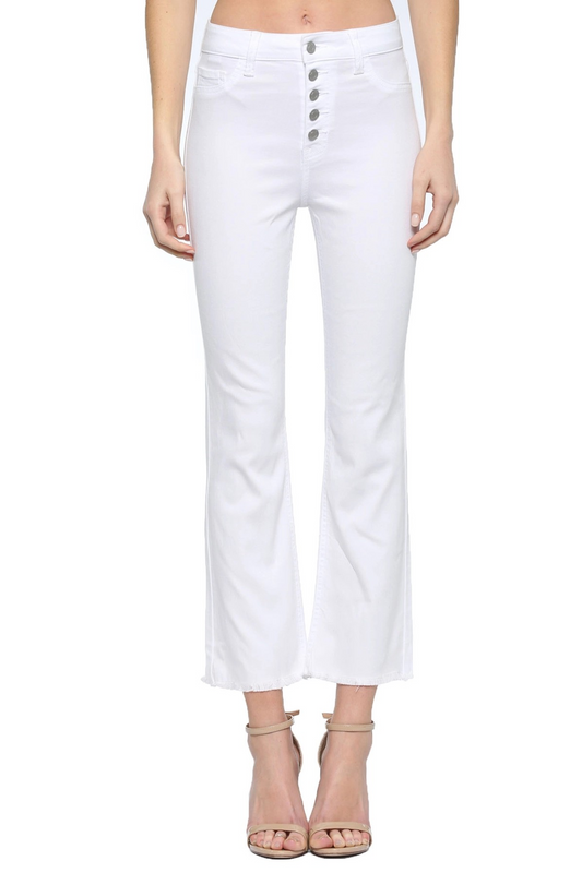 Cello White 5-Button Fly Cropped Flare Jean WV36731WHT