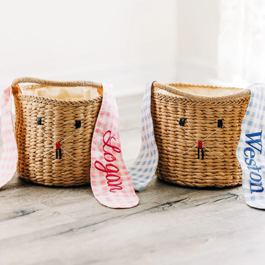 SB Gingham Bunny Ear Basket - FREE Monogram!